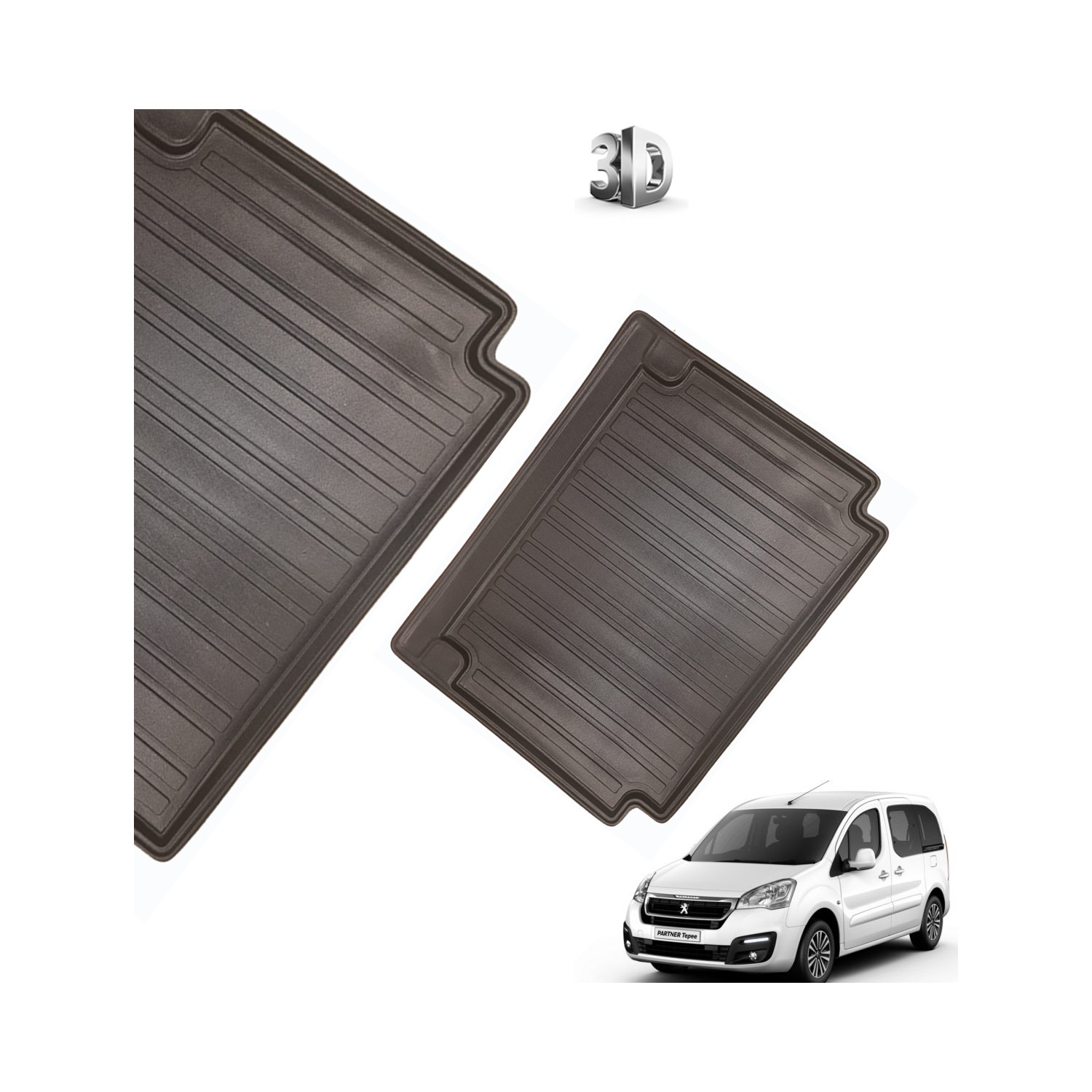 TPE Fußmatten Auto für Peugeot Partner II Van (2008-08.2018) - schwarz