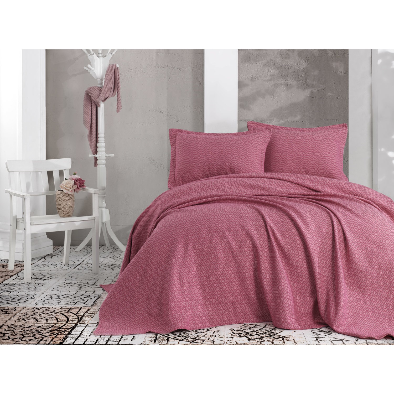 Eponj Home Venüs Pike Yatak Örtüsü Seti Çift Kişilik Fuşya