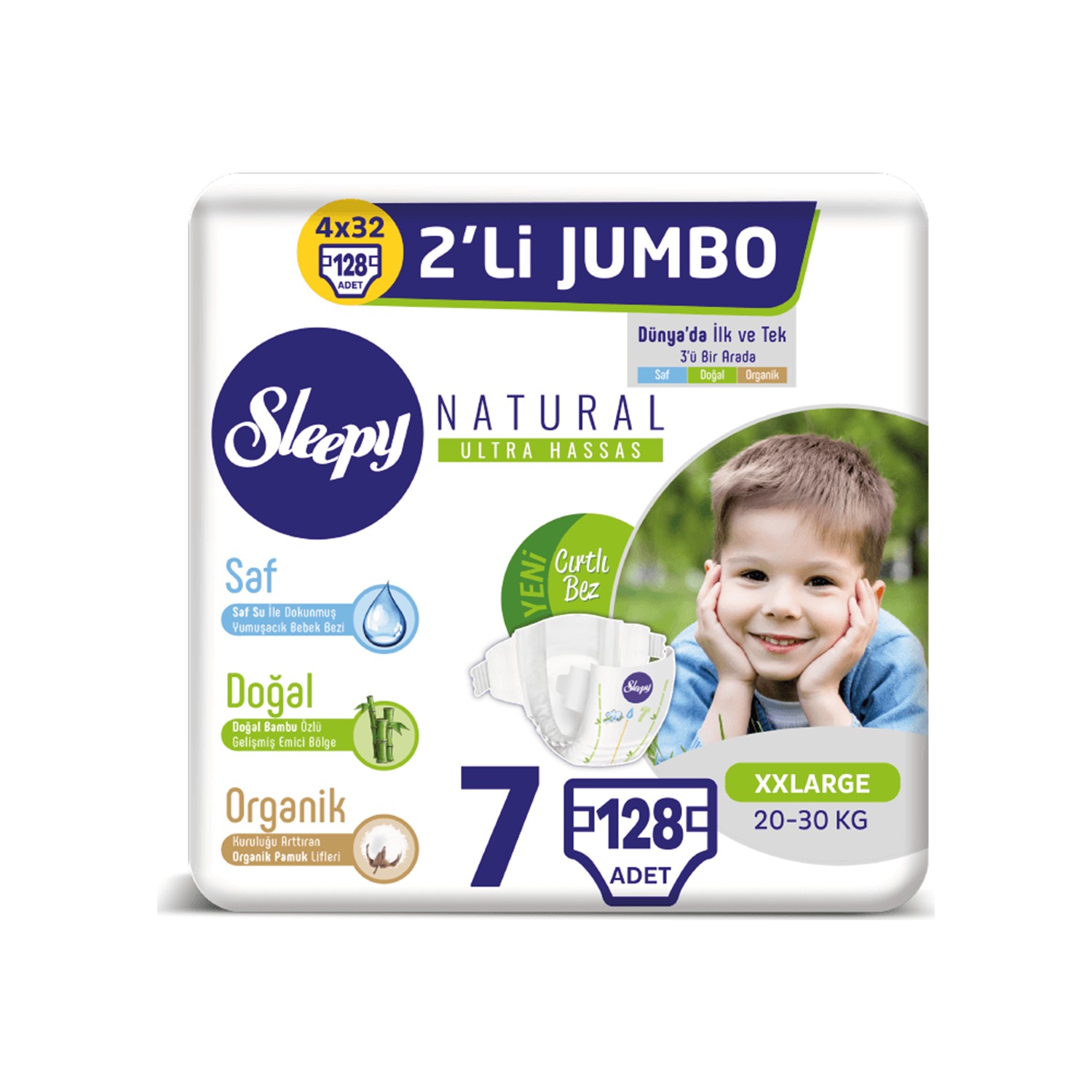 Sleepy Natural Bebek Bezi Ikili Jumbo 7 Numara 32x4 128 Fiyati
