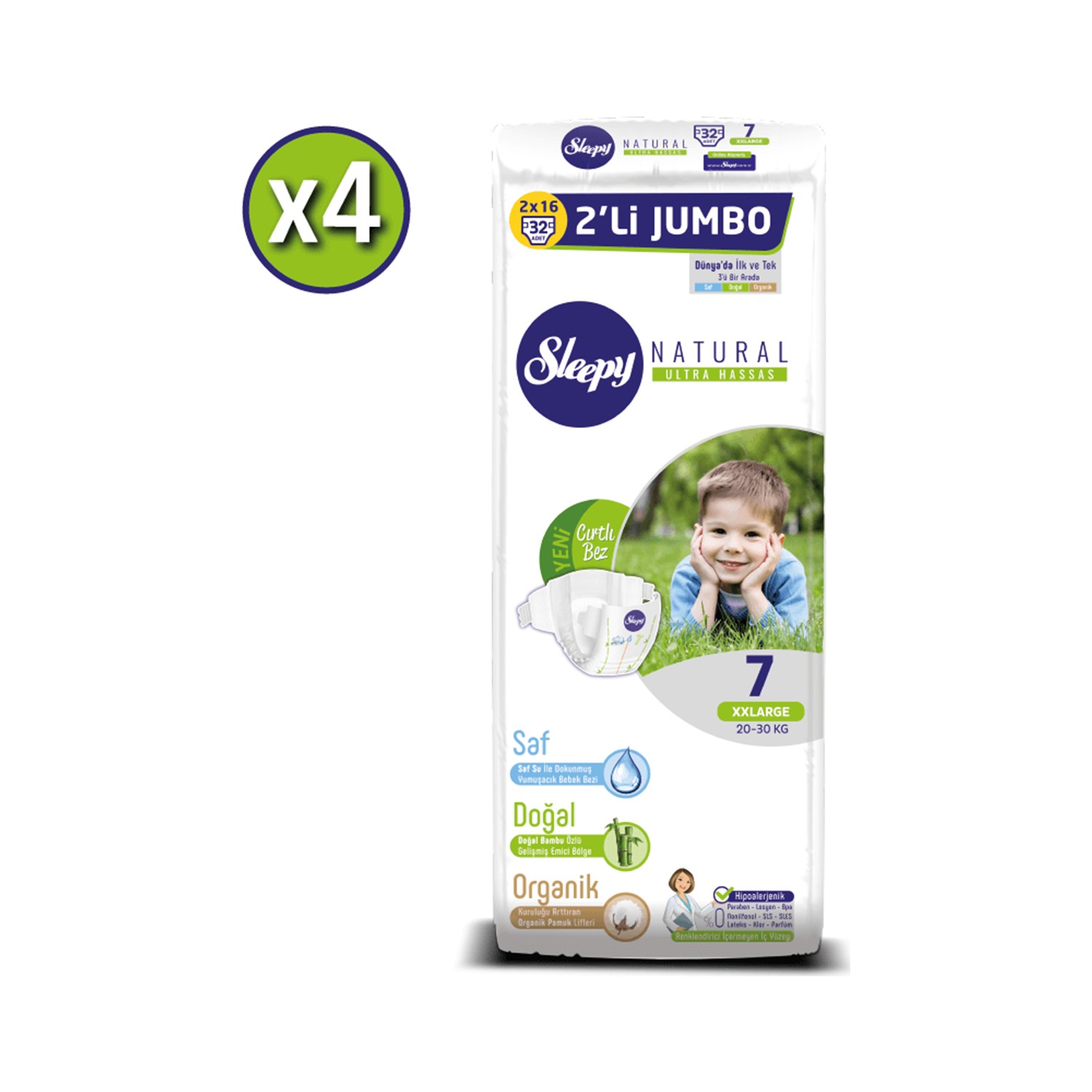 Sleepy Natural Bebek Bezi Ikili Jumbo 7 Numara 32X4 (128