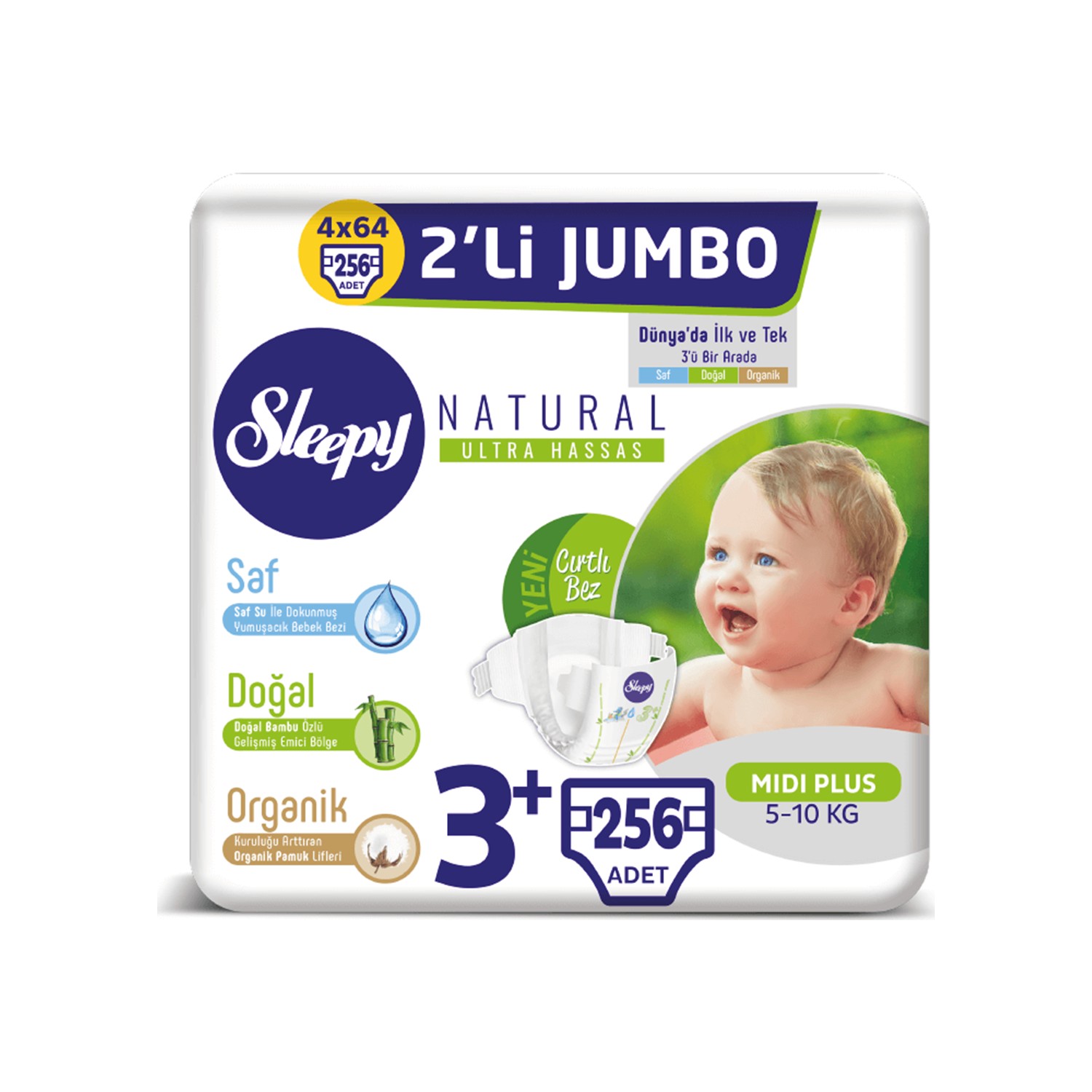 Sleepy Natural Bebek Bezi Ikili Jumbo 3+ Numara 64X4 (256 Fiyatı