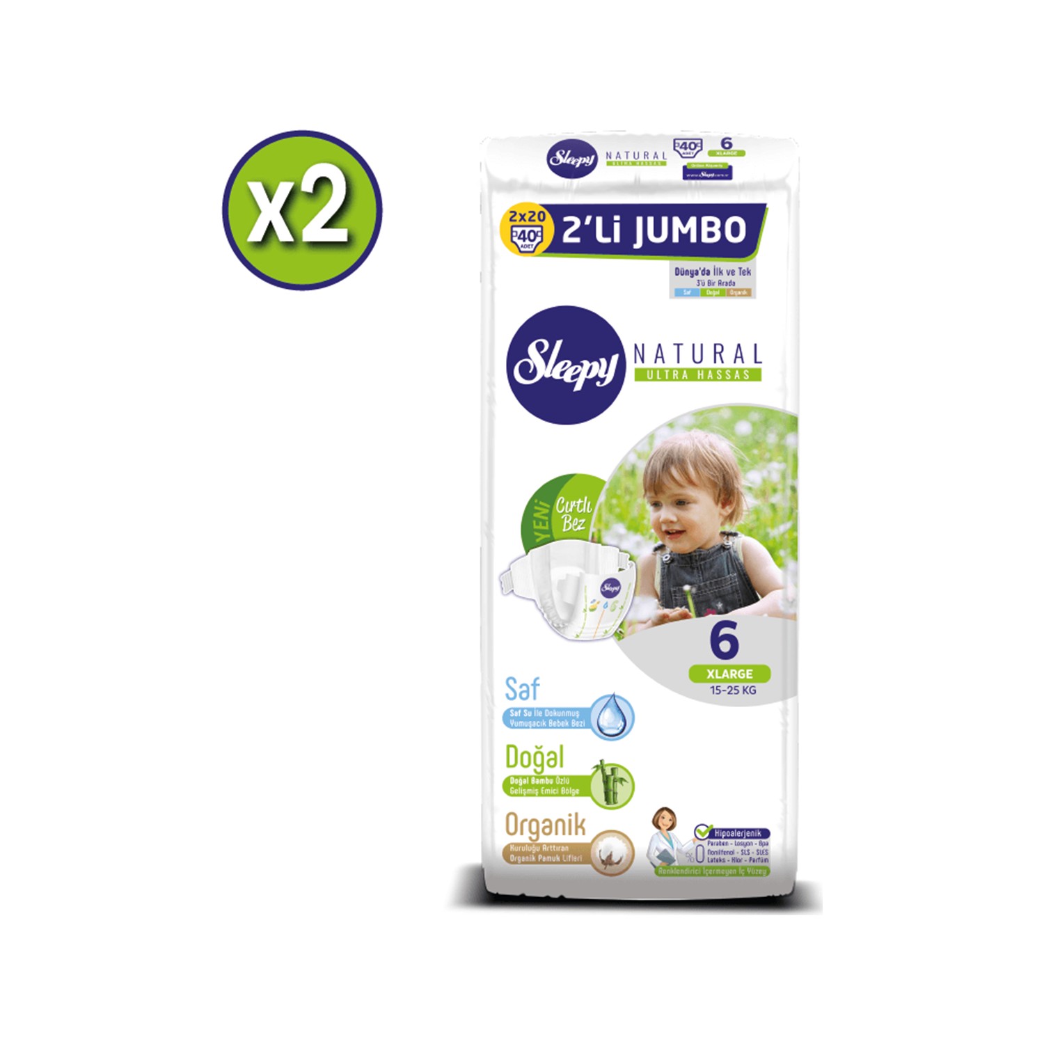 Sleepy Natural Bebek Bezi Ikili Jumbo 6 Beden 40X2 (80 Sleepy Natural Bebek Bezi Ikili Jumbo 6 Beden 40X2 (80