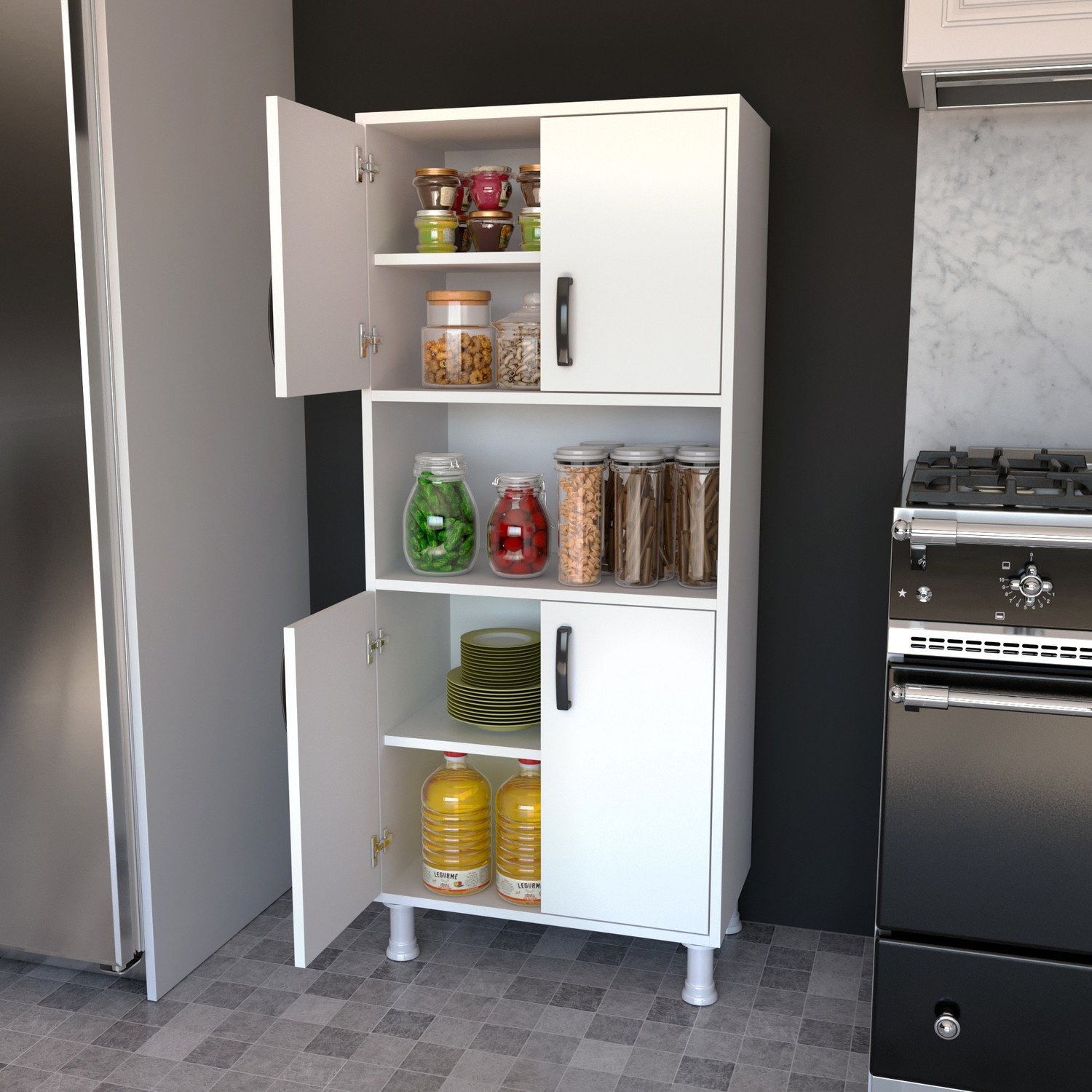 Rani F2 Çok Amaçlı Dolap 4 Kapaklı 5 Raflı Banyo Balkon Fiyatı