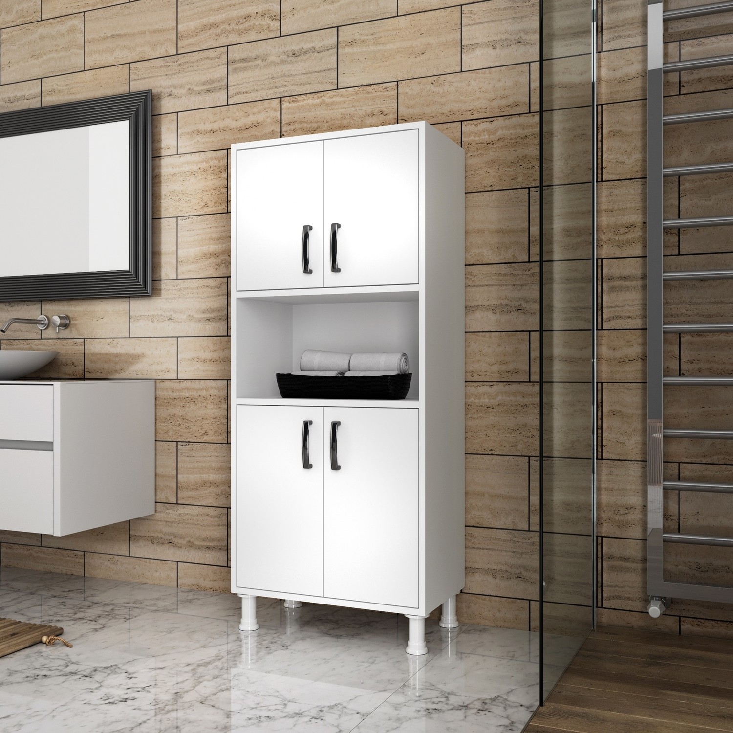 Rani F2 Çok Amaçlı Dolap 4 Kapaklı 5 Raflı Banyo Balkon Fiyatı