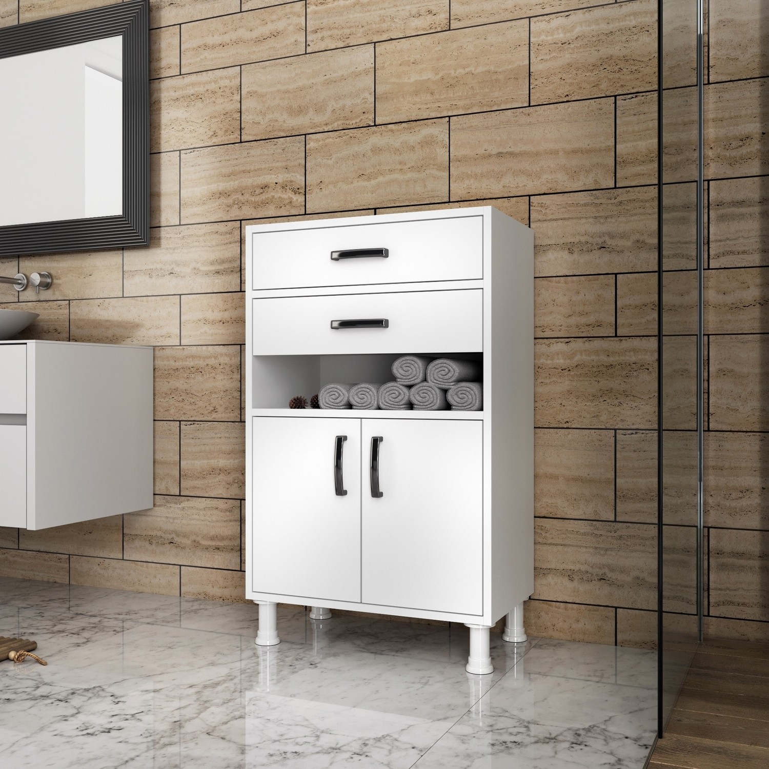 Rani F3 Çok Amaçlı Dolap 2 Kapaklı 2 Çekmeceli 3 Raflı Rani F3 Çok Amaçlı Dolap 2 Kapaklı 2 Çekmeceli 3 Raflı