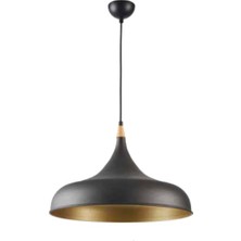 Mylight Retro 50 cm Siyah Içi Sarı Metal Sarkıt Avize