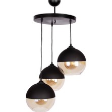 Mylight Retro Siyah Üçlü Sarkıt 20CM  Lik Top Cam