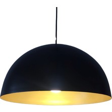 Retro 40 cm Siyah Içi Sarı Metal Sarkıt Avize