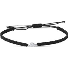 Altınsepeti Pırlantalı Beyaz Altın Siyah Ip Bileklik AS3PBL