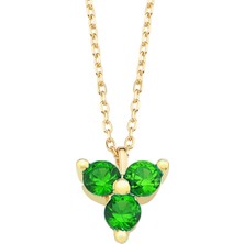 Altınsepeti Altın Mini Tria Yeşil Taşlı Kolye AS1497KLR4