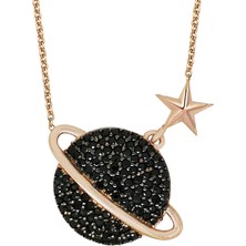 Altınsepeti Rose Gümüş Siyah Taşlı Gezegen Kolye G783KL