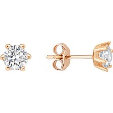 Altınsepeti Rose Altın Altı Tırnaklı Tektaş Küpe AS297KPR2