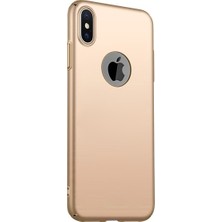 Ehr. Apple iPhone XS Kılıf Kauçuk Sert Arka Kapak Rubber Kılıf + Nano Ekran Koruyucu Cam Gold