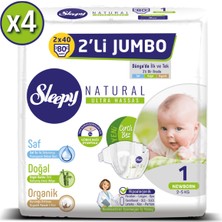 Sleepy Natural Bebek Bezi Ikili Jumbo 1 Numara Yenidoğan 80X4 (320 Adet)