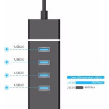 Microcase USB 3.0 Super Speed 4 Port 5 Gbps Çoklayıcı Hub 30 cm Model No: AL2328 - Siyah