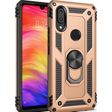 LionTech Huawei Y7 2019 Kılıf Zırh Koruma Yüzüklü Standlı Armor Silikon Kapak Gold