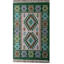 Uşak Kilimi - Yeşil Renk Çift Taraflı Antik Tarz Eşme Desen Kilim Yolluk Lidya Tekstil 80 x 150 cm