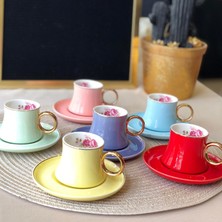 Arow 6'lı Porselen Renkli Kahve Fincan Takımı TR-429