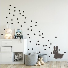 Areksan Reklam Siyah Pots Dekoratif Puantiyeler Çocuk Odası Duvar Sticker 80 Adet 3 cm