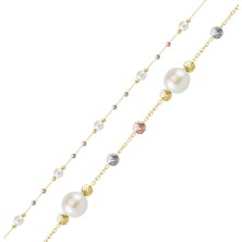 Lilarote İncili Altın Bileklik Modern Tasarım