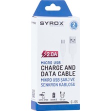Syrox SYX-C65 Micro USB 2.0A Şarj ve Data Kablosu 1 mt