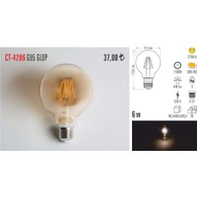 Cata CT-4286 6W E27 Rustik LED Glop G95 Ampul 4'lü Paket