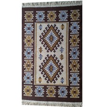 Uşak Kilimi - Kahverengi Renk Çift Taraflı Antik Tarz Eşme Desen Kilim Yolluk Lidya Tekstil