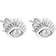 Chavin Beyaz Taşlı Göz Dizayn Gümüş Bayan Küpe ec21by