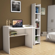 Bimossa Neslişah Beyaz Çalışma Masası Kitaplıklı 90 cm T1040