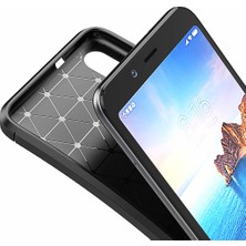 Case 4U Xiaomi Redmi 7A Kılıf Rugged Armor Karbon Desenli Lüx Negro Silikon Arka Kapak Siyah