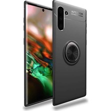 Case 4U Note 10 Kılıf Autofocus Shockprof Ravel Yüzüklü Standlı Slikon Kapak Siyah