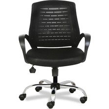 Büromotto Polen Fileli Çalışma ve Bilgisayar Koltuğu Metal Ayak / Siyah