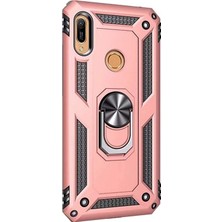 Case Street Huawei Honor 8a Kılıf Vega Standlı Yüzüklü Mıknatıslı + Nano Glass Bronz