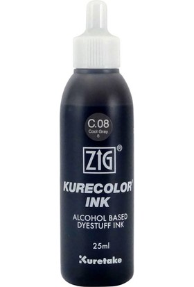 Zig Kurecolor Refill Alcohol Ink Mürekkep 25 Ml. C08 Cool Gray 8