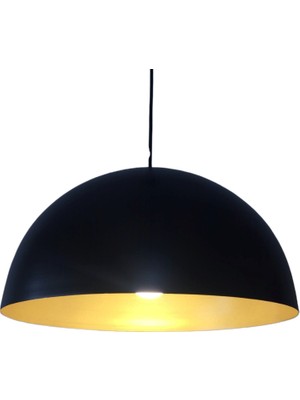 Retro 40 cm Siyah Içi Sarı Metal Sarkıt Avize