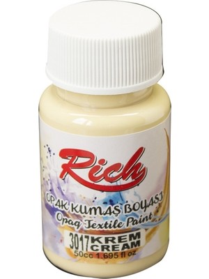 Rich 3017 Krem Renk Opak Kumaş Boyası 50 Cc Su Bazlı Kokusuz Kullanıma Hazır