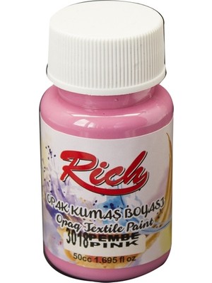 Rich Opak Kumaş Boyası 3018 Pembe 50 cc Kullanıma Hazır Su Bazlı Kokusuz Özellikte