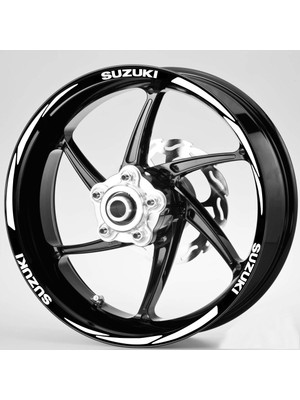 Hediyelikevi Beyaz Suzuki Yazılı 3 Parçalı Reflektif Beyaz Jant Şeridi
