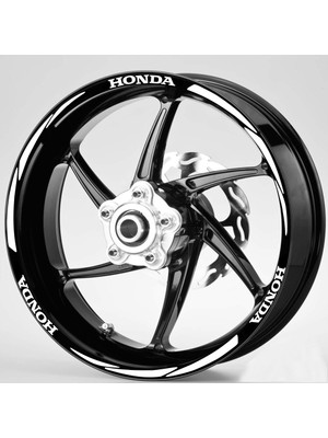 Hediyelikevi Beyaz Honda Yazılı 3 Parçalı Reflektif Beyaz Jant Şeridi
