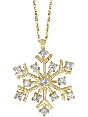 Altınsepeti Gümüş Sarı Renk Kar Tanesi Kolye G784KLR3