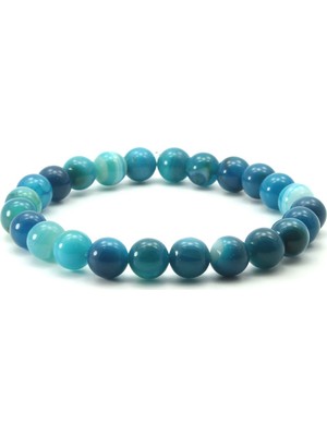 Magazacım 8 mm Mavi Madagaskar Akik Doğal Taş Unisex Bileklik