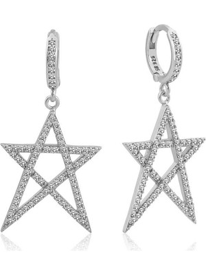 Gumush Gümüş Beyaz Yıldız Bayan Küpe