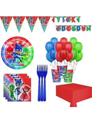 Pija Maskeliler 16 Kişilik Tabak, Bardak, Çatal, Balon Parti Seti