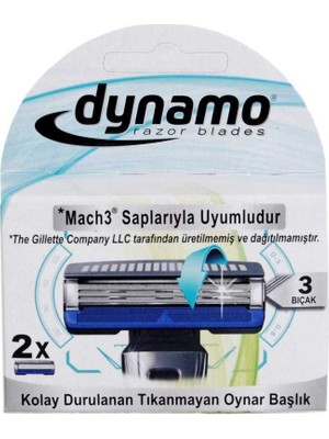 Dynamo 3 Bıçaklı Mach 3 Uyumlu Erkek Sistem Tıraş Bıçağı 2 Yedek Başlık
