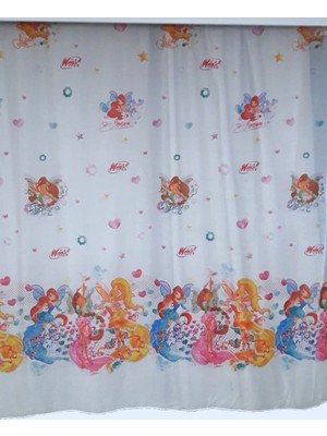 Caserta Home Seyrek Pile 1/2 Lisanslı Kreş Kız Çocuk Odası Winx Vual Tül Perde - 100x190 cm