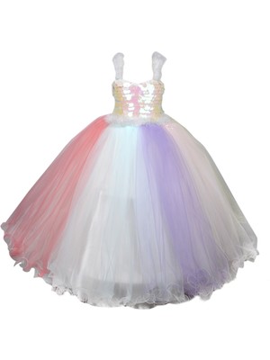 Butikhappykids Unicorn Kostüm Kasnaklı Kabarık Model My Little Pony Kostüm Elbise Taç