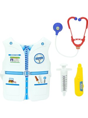 MEGA 4 Parça Kostümlü Doktor Seti 5 - 7 Yaş Çocuklar İçin Eğlenceli Oyun