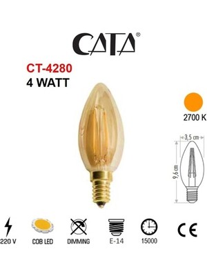 Cata CT-4280 4W E14 Rustik LED Dekoratif Buji Ampul