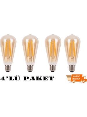 Cata CT-4284 6W E27 Amber Rustik LED Ampul 4'lü Paket