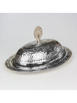 El Dövmesi İşlemeli Bakır Sunumluk & Kapaklı Servis Kayık